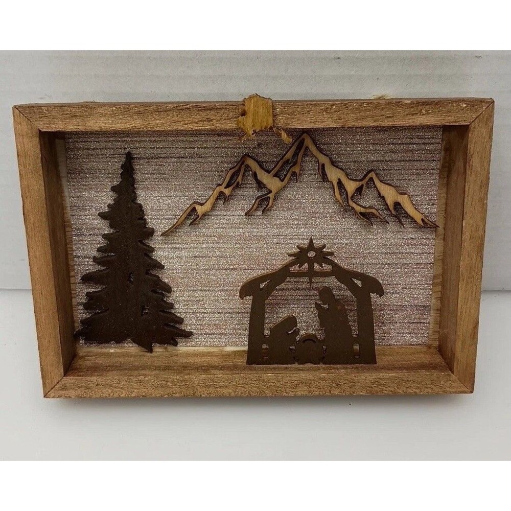 Wood Art Cabin Windmill Cowboy Western Art Forest Nature Trees Wall Art